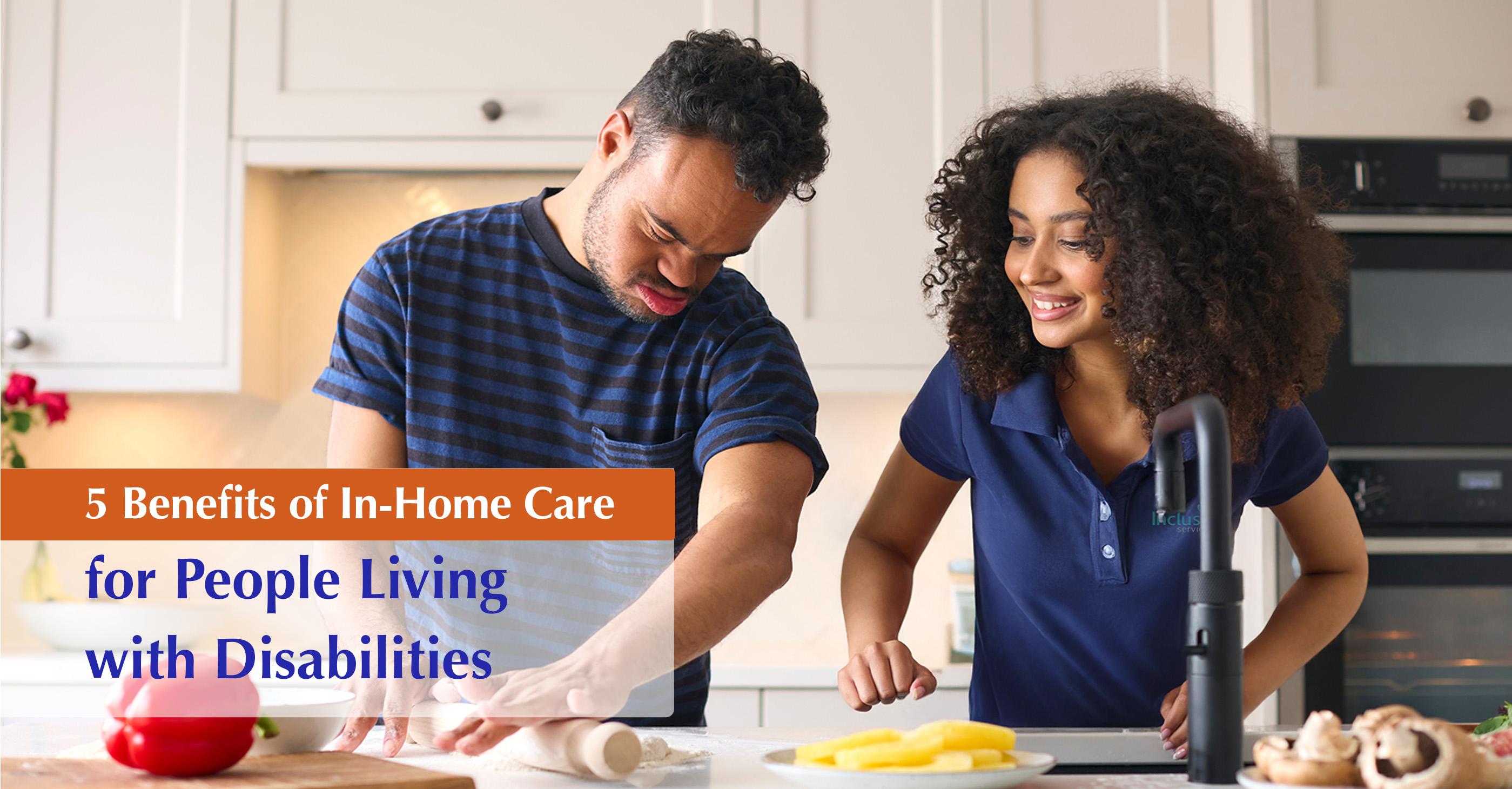 Photo of support worker supporting a participant in a home.